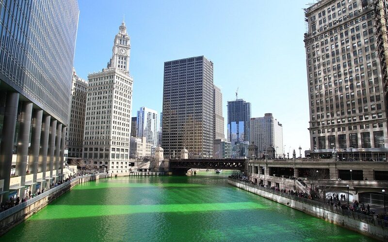 Il fiume Chicago per Saint Patrick's Day